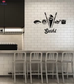 Dekorasyon Cam Duvar Sticker Sushi Bar Asya Yemekleri Japon Restoranı Oryantal Mutfak İç Çıkartmalar - 1