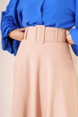 Kalın Kemerli Kloş Etek Bej thumbnail 4