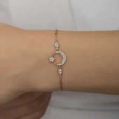 Lucky Life 925 Ayar Gumuss Rose Ay Yıldız Lucky Life Lucky Life Kadın Bileklik - 3