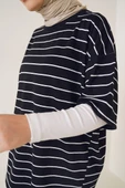 Kısa Kol Basic Çizgili Tshirt Siyah - 4