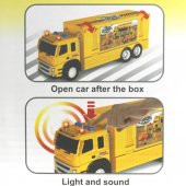 Sürtmeli Sesli ve Işıklı İş Makinesi Taşıyıcı Sarı Tır - 3