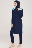 Omzu Şerit Detaylı Tesettür Mayo Koyu Lacivert thumbnail 1