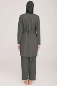 Metal Armalı Fermuarlı Tesettür Mayo Antrasit - 3