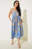 İp Askılı Desenli Elbise Saks thumbnail 2