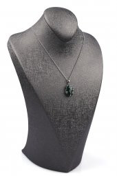 Yeşil Akik Doğal Taş Gümüş Renkli Kolye thumbnail 2