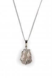 Akik Doğal Taş Gümüş Renkli Kolye thumbnail 1
