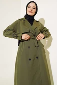 İçi Astarlı Kuşaklı Trençkot Haki thumbnail 2