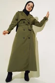 İçi Astarlı Kuşaklı Trençkot Haki thumbnail 1