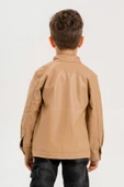 Erkek Çocuk Fermuarlı Astarlı Çıtçıtlı Kol Deri Ceket - 2