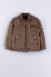 Cepli Fermuarlı Erkek Çocuk Süet Ceket - 1