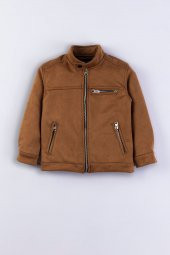 Cepli Fermuarlı Erkek Çocuk Süet Ceket - 5