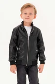 Fermuarlı Klasik Erkek Çocuk Deri Ceket thumbnail 8