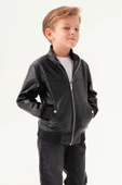 Fermuarlı Klasik Erkek Çocuk Deri Ceket thumbnail 6