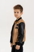 Deri Garnili Cepli Fermuarlı Erkek Çocuk Kolej Ceket - 2