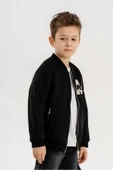 Deri Garnili Cepli Fermuarlı Erkek Çocuk Kolej Ceket - 9