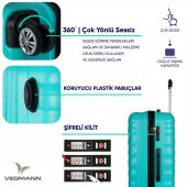 Vegmann Delphin Su Yeşili Büyük Boy Valiz - 4