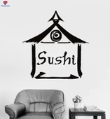 Dekorasyon Cam Duvar Sticker Sushi Bar Japon Yemekleri Asya Restoranı Çıkartmaları Benzersiz Hediyelik - 1