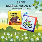 2 Kitapİngilizce Orman Hayvanları ve Taşıtlar Kumaş Sessiz Kitap E127 E132 - Bez Kitap - 2