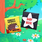 2 Kitapİngilizce Orman Hayvanları ve Siyah Beyaz Bebek Kumaş Sessiz Kitap E127 E136 - Bez Kitap thumbnail 5