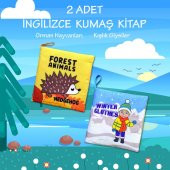 2 Kitapİngilizce Orman Hayvanları ve Kışlık Giysiler Kumaş Sessiz Kitap E127 E124 - Bez Kitap - 2