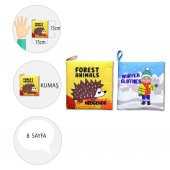 2 Kitapİngilizce Orman Hayvanları ve Kışlık Giysiler Kumaş Sessiz Kitap E127 E124 - Bez Kitap - 4