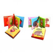 2 Kitapİngilizce Meyveler ve Orman Hayvanları Kumaş Sessiz Kitap E126 E131 - Bez Kitap - 3
