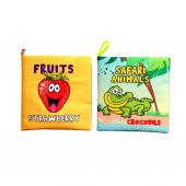 2 Kitapİngilizce Meyveler ve Safari Hayvanları Kumaş Sessiz Kitap E126 E130 - Bez Kitap thumbnail 1