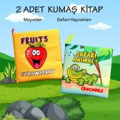 2 Kitapİngilizce Meyveler ve Safari Hayvanları Kumaş Sessiz Kitap E126 E130 - Bez Kitap thumbnail 2