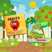 2 Kitapİngilizce Meyveler ve Safari Hayvanları Kumaş Sessiz Kitap E126 E130 - Bez Kitap thumbnail 5