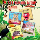 4 Kitap  Meyveler , Çiftlik , Orman ve Evcil Hayvanlar Kumaş Sessiz Kitap T055 T049 T058 T110 - Bez Kitap - 2