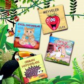 4 Kitap  Meyveler , Çiftlik , Orman ve Evcil Hayvanlar Kumaş Sessiz Kitap T055 T049 T058 T110 - Bez Kitap - 5