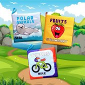 3 Kitapİngilizce Kutup Hayvanları , Taşıtlar ve Meyveler Kumaş Sessiz Kitap E125 E126 E132 - Bez Kitap thumbnail 5