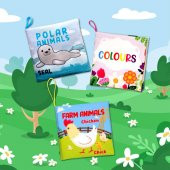 3 Kitap İngilizce Renkler , Kutup ve Çiftlik Hayvanları Kumaş Sessiz Kitap thumbnail 5