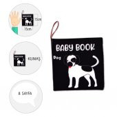 İngilizce Siyah Beyaz Evcil Hayvanlar Kumaş Sessiz Kitap E496 - Bez Kitap thumbnail 4