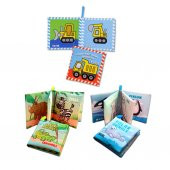 3 Kitapİngilizce İş Makinaları , Kutup ve Safari Hayvanları Kumaş Sessiz Kitap E125 E118 E130 - Bez Kitap - 3
