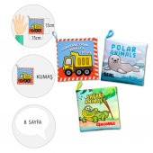 3 Kitapİngilizce İş Makinaları , Kutup ve Safari Hayvanları Kumaş Sessiz Kitap E125 E118 E130 - Bez Kitap - 4