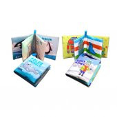 2 Kitapİngilizce Kutup Hayvanları ve Kışlık Giysiler Kumaş Sessiz Kitap E125 E124 - Bez Kitap - 3