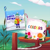 2 Kitapİngilizce Kışlık Giysiler ve Renkler Kumaş Sessiz Kitap E124 E129 - Bez Kitap thumbnail 5