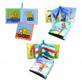 3 Kitapİngilizce İş Makinaları , Kışlık Giysiler ve Uçan Hayvanlar Kumaş Sessiz Kitap E118 E124 E133 - Bez Kitap thumbnail 3