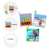 3 Kitapİngilizce İş Makinaları , Kışlık Giysiler ve Uçan Hayvanlar Kumaş Sessiz Kitap E118 E124 E133 - Bez Kitap thumbnail 4