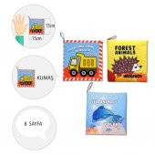 3 Kitapİngilizce  Deniz Canlıları , Orman Hayvanları ve İş Makinaları Kumaş Sessiz Kitap E118 E122 E127 - Bez Kitap thumbnail 4