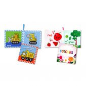 2 Kitapİngilizce İş Makinaları ve Renkler Kumaş Sessiz Kitap E118 E129 - Bez Kitap - 3