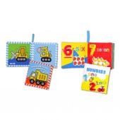 2 Kitapİngilizce İş Makinaları ve Rakamlar Kumaş Sessiz Kitap E118 E128 - Bez Kitap - 3