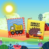 2 Kitapİngilizce İş Makinaları ve Orman Hayvanları Kumaş Sessiz Kitap E118 E127 - Bez Kitap thumbnail 5