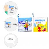 2 Kitapİngilizce Kışlık Giysiler ve Rakamlar Kumaş Sessiz Kitap E124 E128 - Bez Kitap - 4