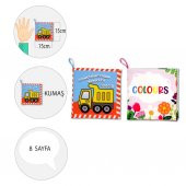 2 Kitapİngilizce İş Makinaları ve Renkler Kumaş Sessiz Kitap E118 E129 - Bez Kitap - 4