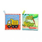 2 Kitapİngilizce İş Makinaları ve Safari Hayvanları Kumaş Sessiz Kitap E118 E130 - Bez Kitap thumbnail 1