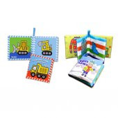 2 Kitapİngilizce İş Makinaları ve Kışlık Giysiler Kumaş Sessiz Kitap E118 E124 - Bez Kitap - 3