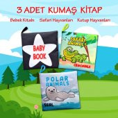 3 Kitapİngilizce Siyah-Beyaz Bebek , Safari ve Kutup Hayvanları Kumaş Sessiz Kitap E125 E130 E136 - Bez Kitap - 2