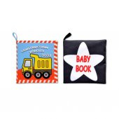 2 Kitapİngilizce Siyah - Beyaz Bebek ve İş Makinaları Kumaş Sessiz Kitap E118 E136 - Bez Kitap thumbnail 1